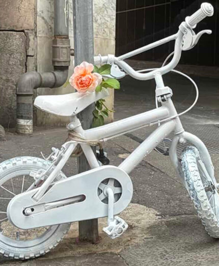 Questa la biciclettina bianca posta nel punto in cui Nicolò è stato investito (foto Torino Today)
