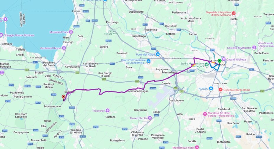 Ciclovia del Sole da Verona a Salionze (Valeggio sul Mincio), Veneto Strade