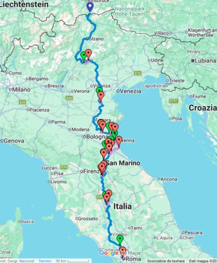 VRG Bike, Via Romea Germanica, Cammino dal Brennero a Roma
